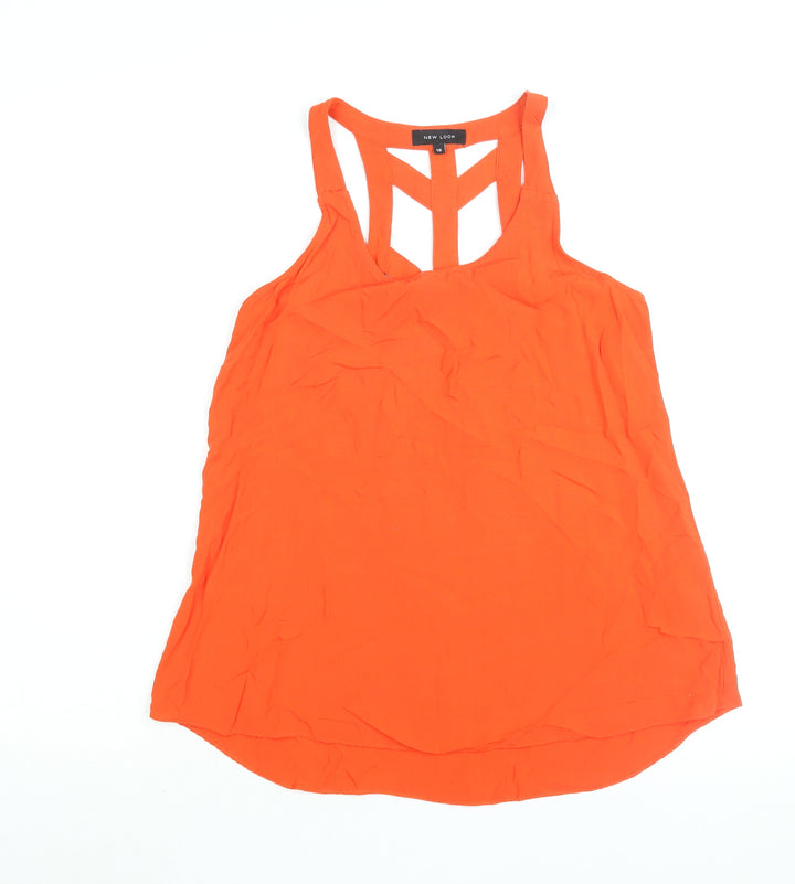 New Look Womens Red Viscose Camisole Blouse Size 10 Scoop Neck - Cut Out Detail
