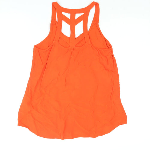 New Look Womens Red Viscose Camisole Blouse Size 10 Scoop Neck - Cut Out Detail