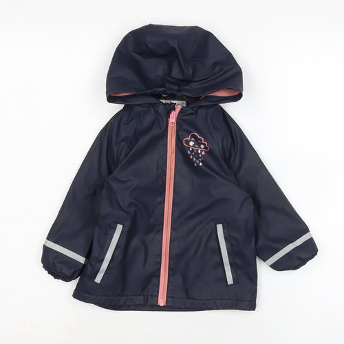 Lupilo Girls Blue Rain Coat Coat Size 18-24 Months Zip