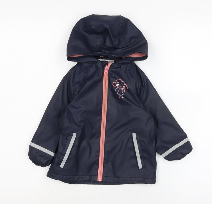Lupilo Girls Blue Rain Coat Coat Size 18-24 Months Zip