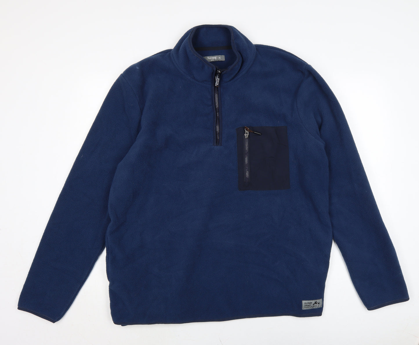 Nutmeg Mens Blue Crew Neck Polyester Pullover Jumper Size XL Long Sleeve
