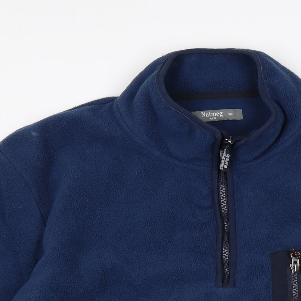 Nutmeg Mens Blue Crew Neck Polyester Pullover Jumper Size XL Long Sleeve