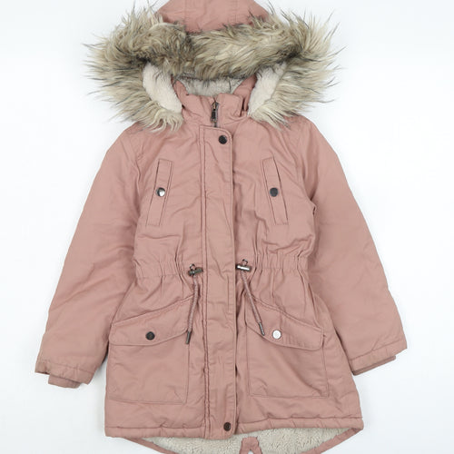 NEXT Girls Pink Parka Coat Size 6 Years Zip