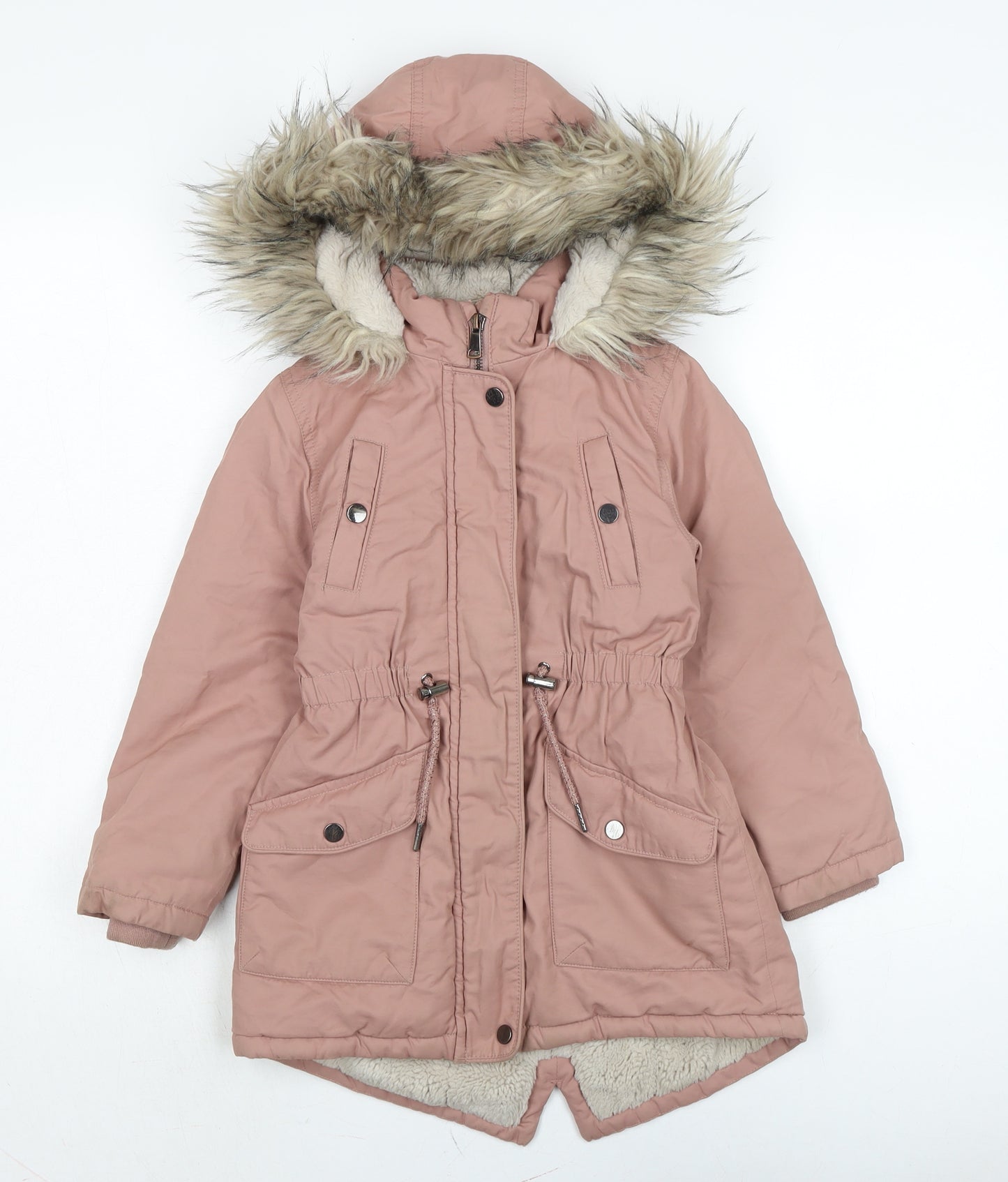 NEXT Girls Pink Parka Coat Size 6 Years Zip