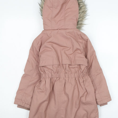 NEXT Girls Pink Parka Coat Size 6 Years Zip
