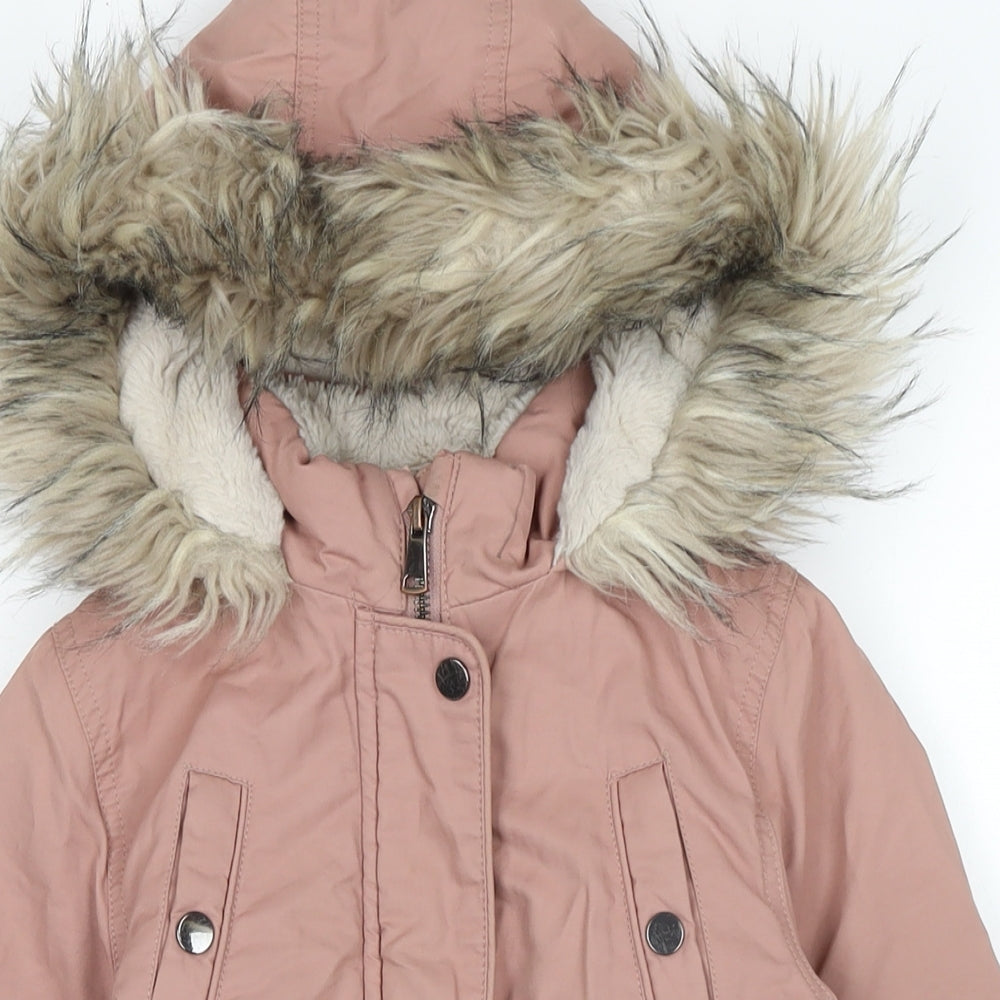 NEXT Girls Pink Parka Coat Size 6 Years Zip