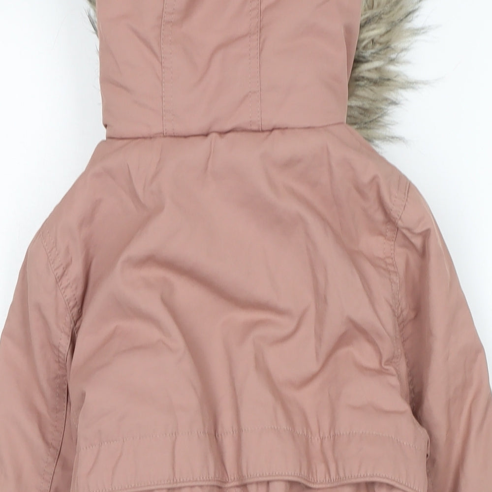 NEXT Girls Pink Parka Coat Size 6 Years Zip