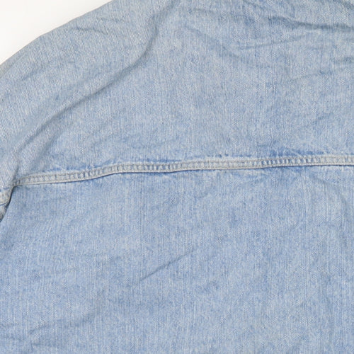 George Mens Blue Cotton Button-Up Size XL Collared Snap