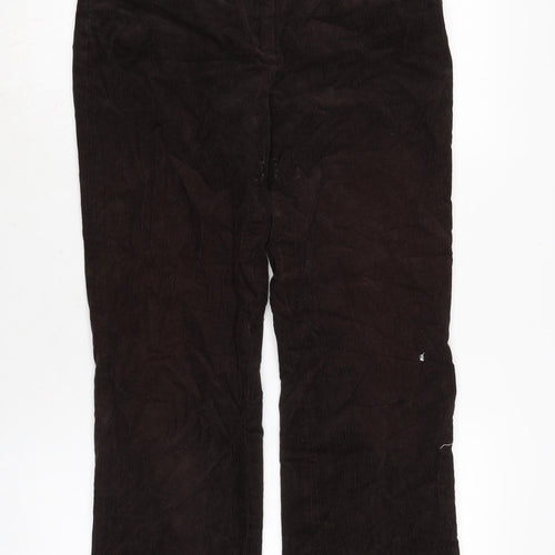 Cyrillus Womens Brown Cotton Trousers Size 10 L23 in Regular Zip