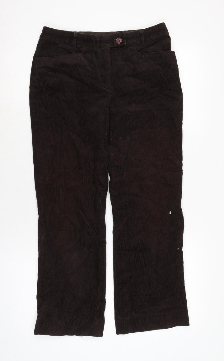 Cyrillus Womens Brown Cotton Trousers Size 10 L23 in Regular Zip