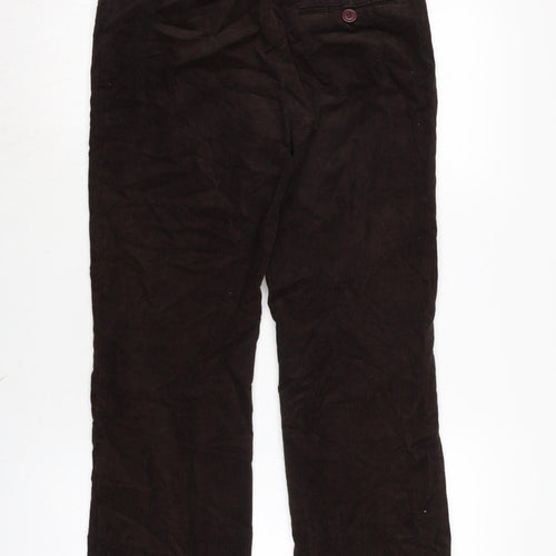 Cyrillus Womens Brown Cotton Trousers Size 10 L23 in Regular Zip