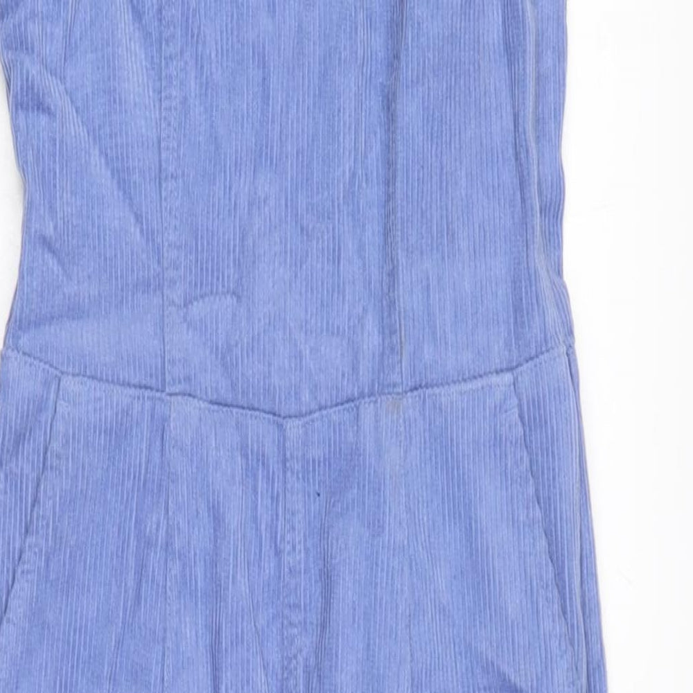 ASOS Womens Blue Cotton Dungaree One-Piece Size 8 L29 in Zip