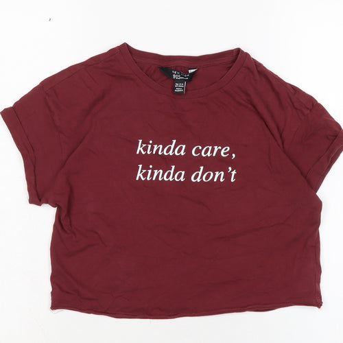 New Look Girls Red Cotton Cropped T-Shirt Size 12-13 Years Crew Neck