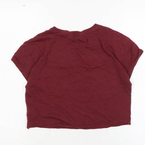 New Look Girls Red Cotton Cropped T-Shirt Size 12-13 Years Crew Neck
