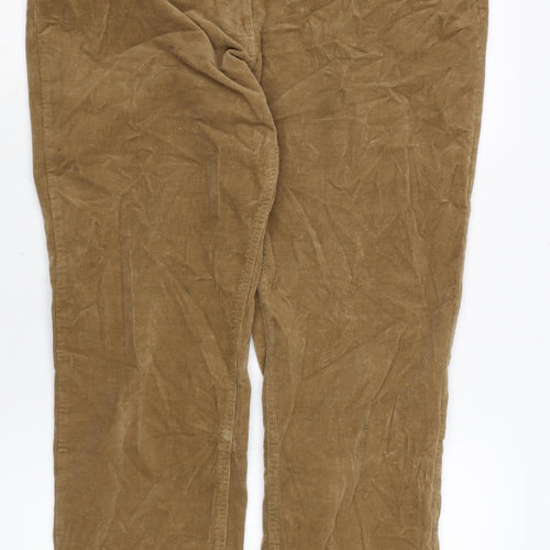 Marks and Spencer Womens Brown Cotton Trousers Size 16 L26 in Regular Zip