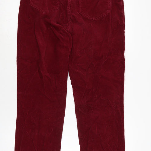 Lands End Womens Red Cotton Trousers Size 10 L24.5 in Regular Zip