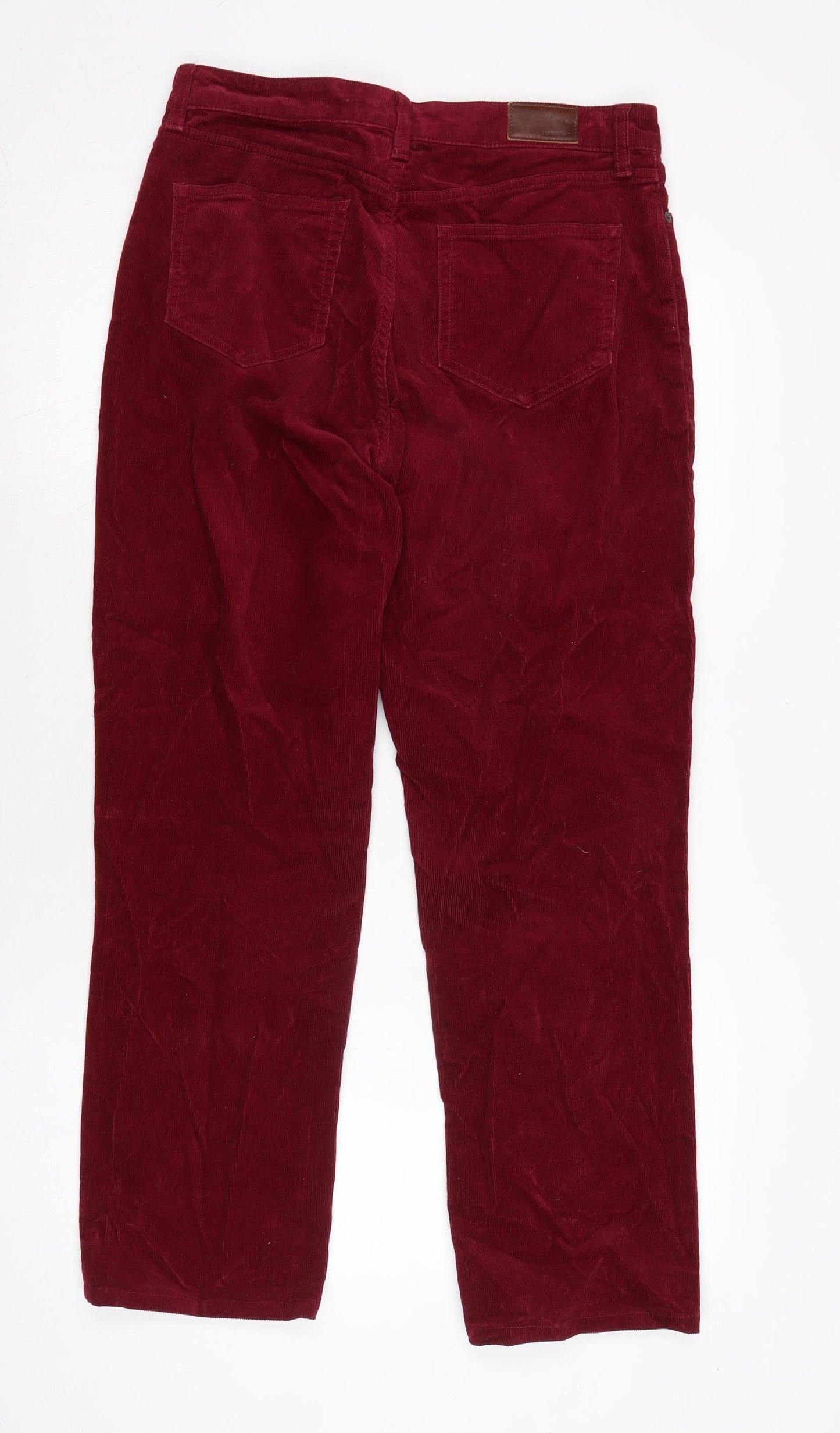 Lands End Womens Red Cotton Trousers Size 10 L24.5 in Regular Zip