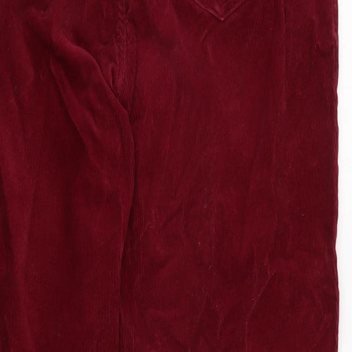 Lands End Womens Red Cotton Trousers Size 10 L24.5 in Regular Zip