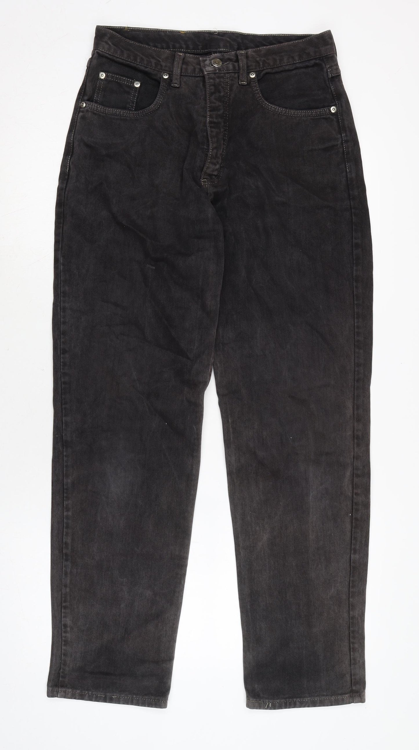 Custom Company Mens Grey Cotton Straight Jeans Size 26 in L28 in Regular Zip