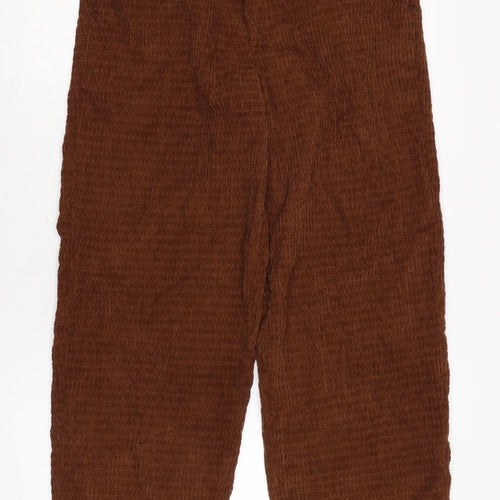 ASOS Mens Brown Cotton Trousers Size 28 in L26 in Regular Zip