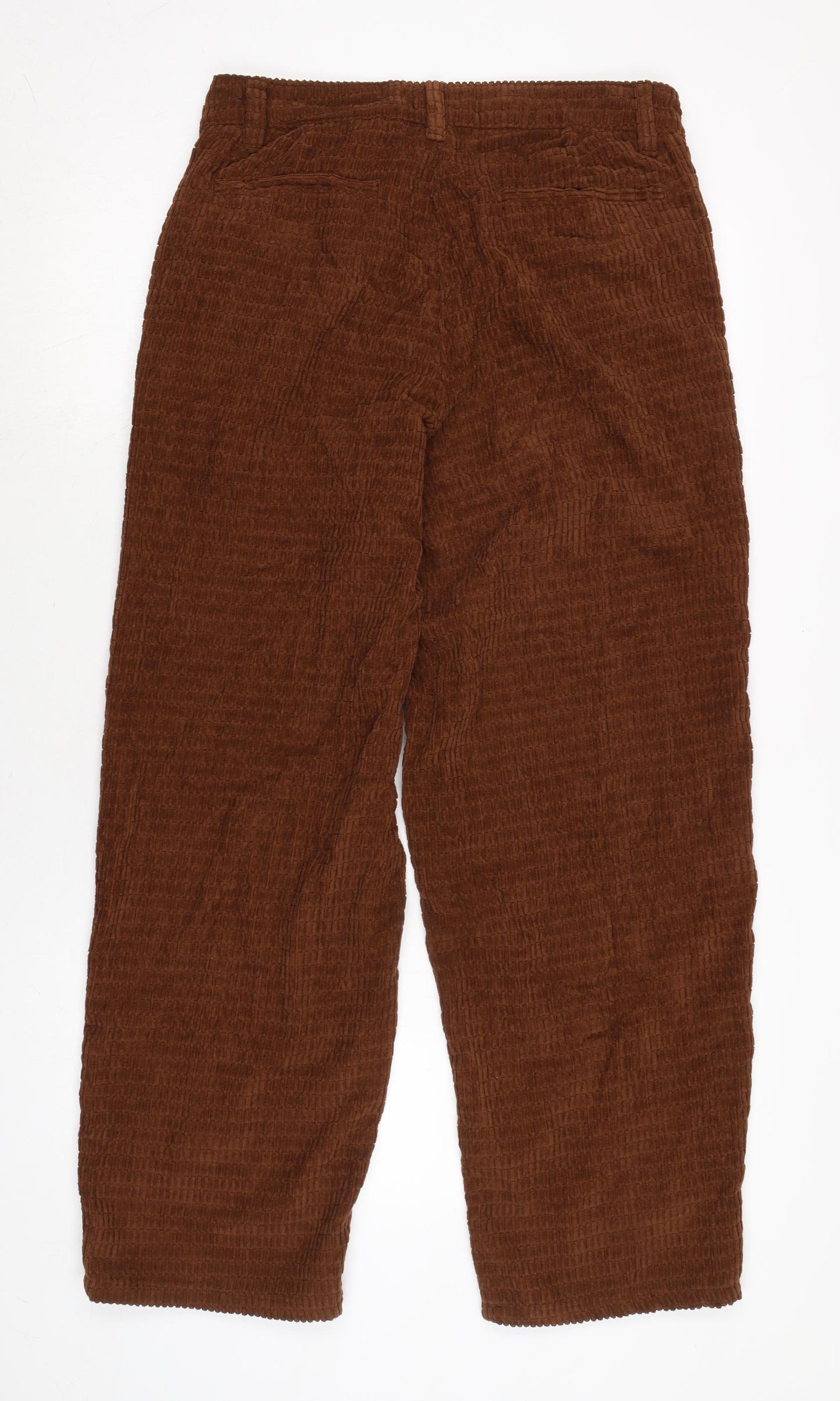 ASOS Mens Brown Cotton Trousers Size 28 in L26 in Regular Zip