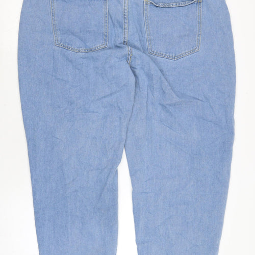Boohoo Womens Blue Cotton Straight Jeans Size 20 L27 in Regular Zip
