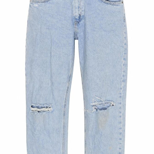 H&M Womens Blue Cotton Straight Jeans Size 12 L25 in Regular Zip
