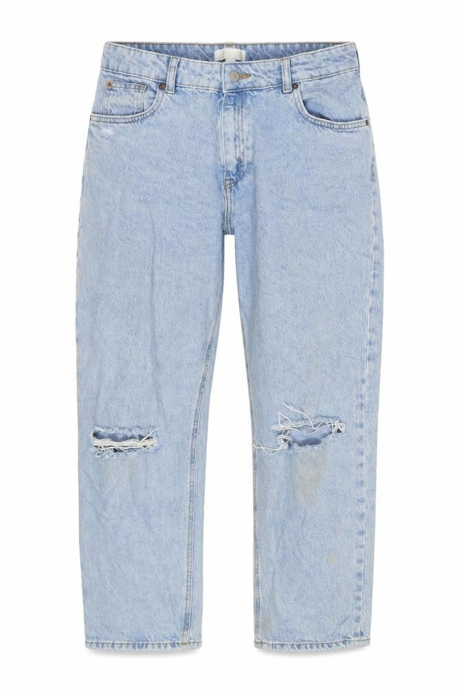 H&M Womens Blue Cotton Straight Jeans Size 12 L25 in Regular Zip