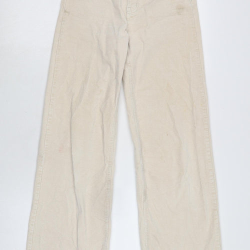 Divided Womens Ivory Cotton Wide-Leg Jeans Size 6 L29 in Regular Zip