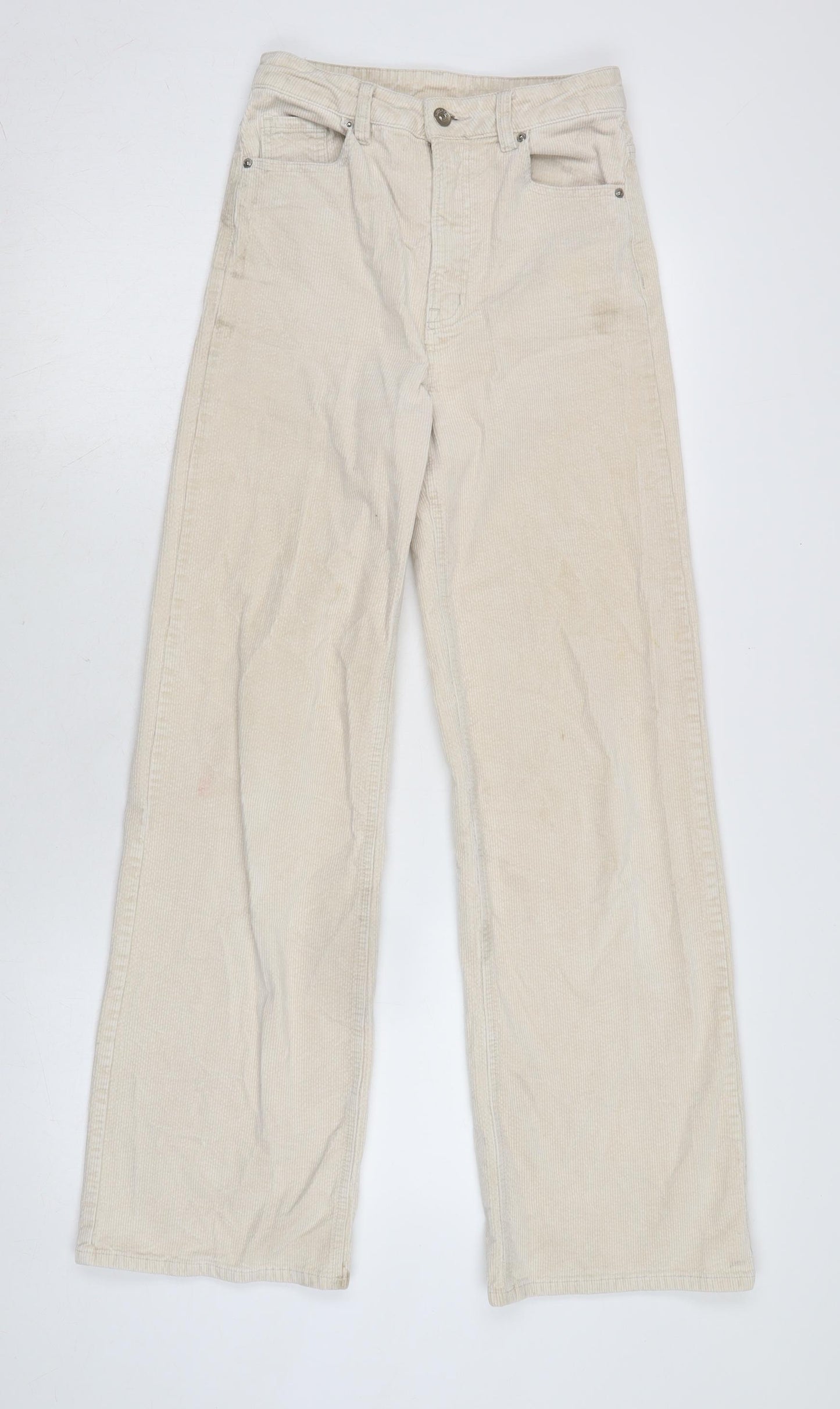 Divided Womens Ivory Cotton Wide-Leg Jeans Size 6 L29 in Regular Zip