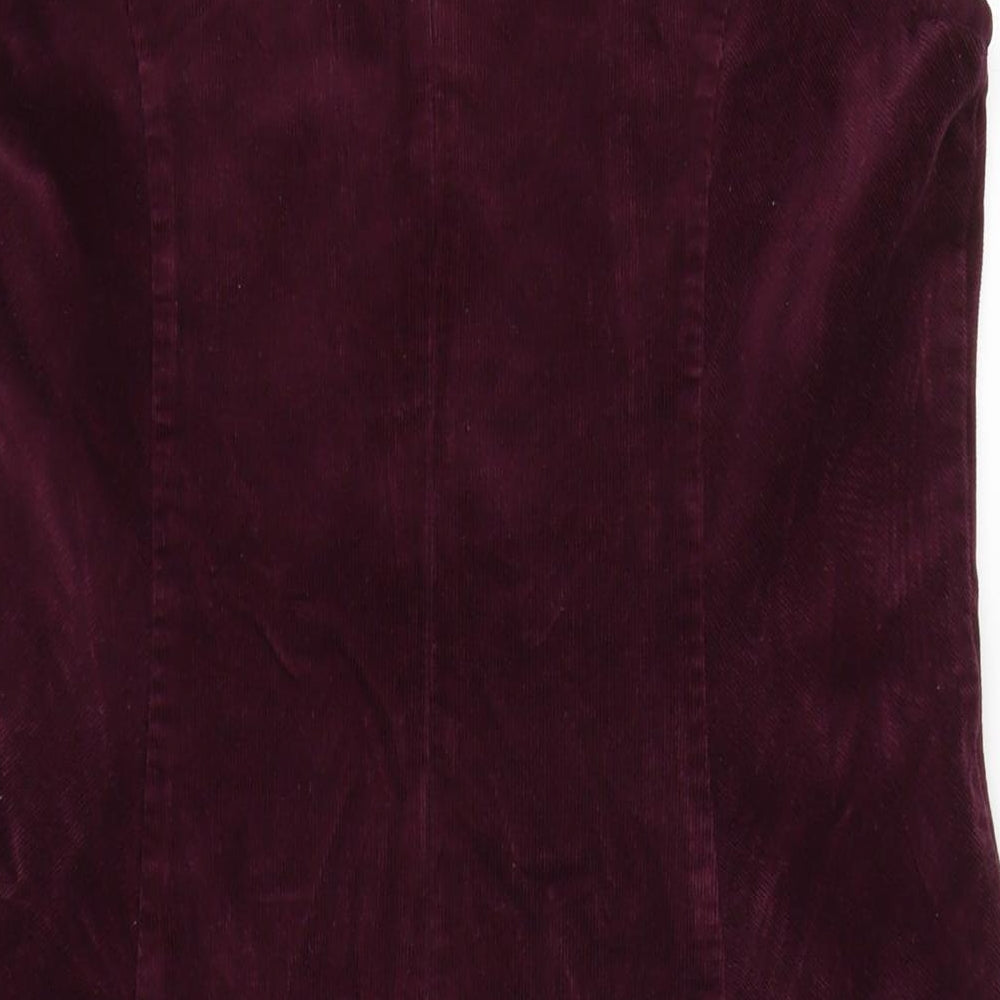 Laura Ashley Womens Purple Cotton Pinafore/Dungaree Dress Size 14 Boat Neck Zip