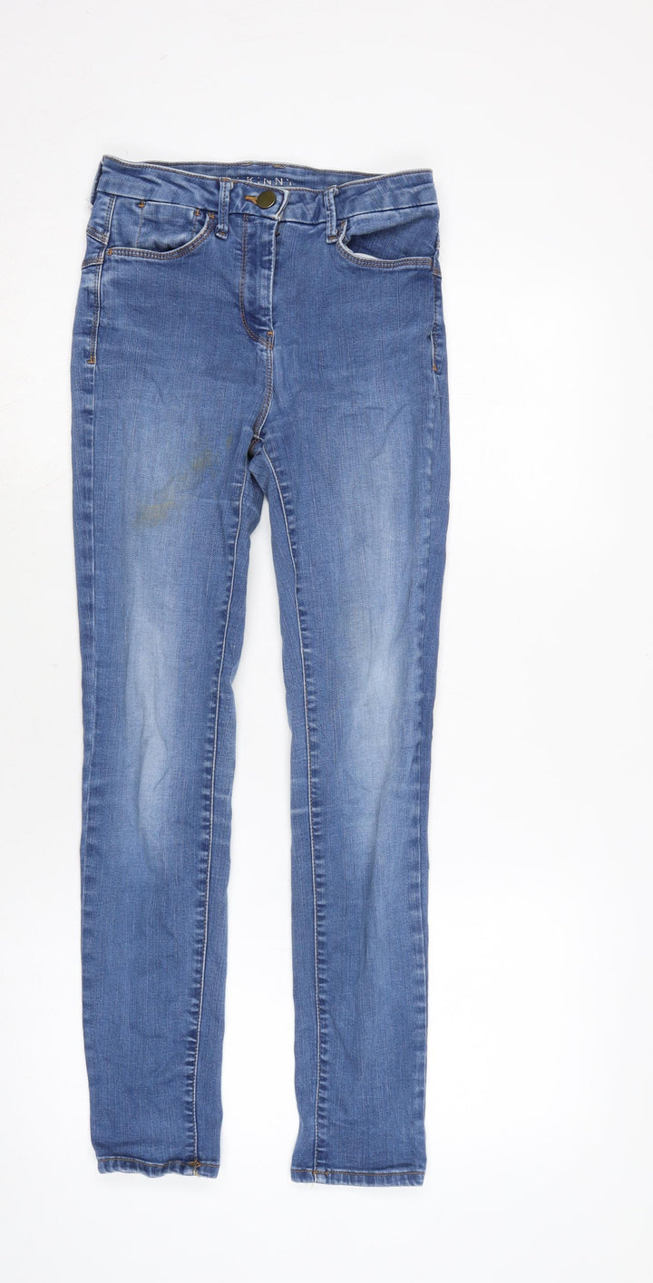 Marks and Spencer Womens Blue Cotton Blend Skinny Jeans Size 8 L25 in Regular Zip