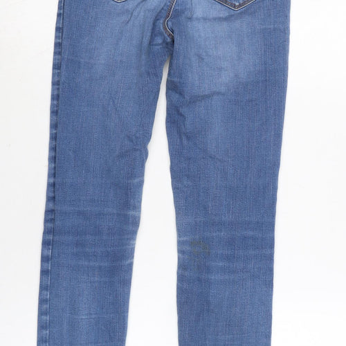 Marks and Spencer Womens Blue Cotton Blend Skinny Jeans Size 8 L25 in Regular Zip