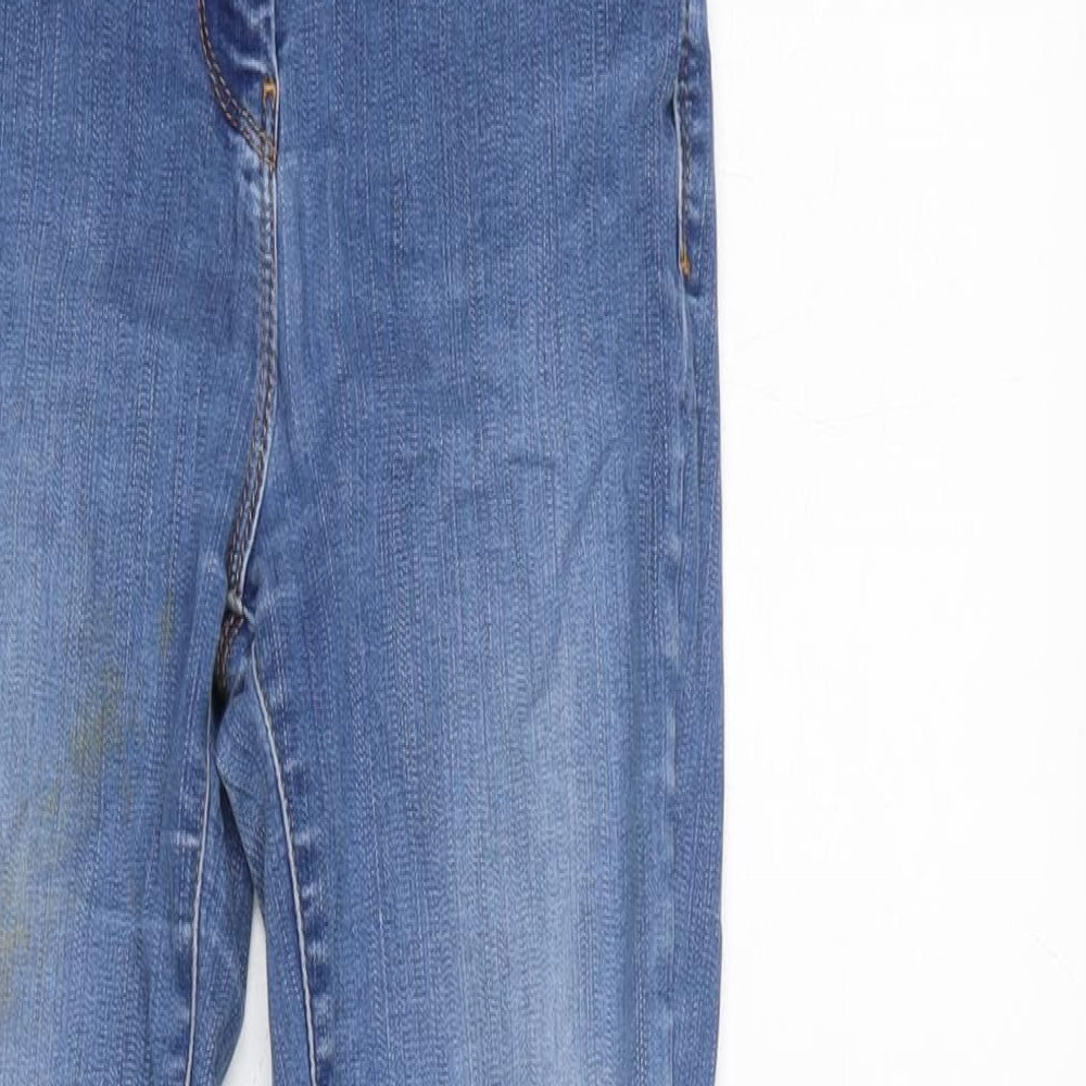 Marks and Spencer Womens Blue Cotton Blend Skinny Jeans Size 8 L25 in Regular Zip