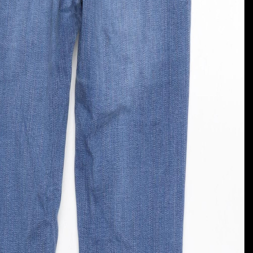Marks and Spencer Womens Blue Cotton Blend Skinny Jeans Size 8 L25 in Regular Zip