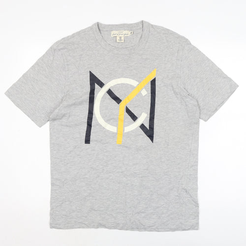 H&M Mens Grey Cotton T-Shirt Size M Crew Neck