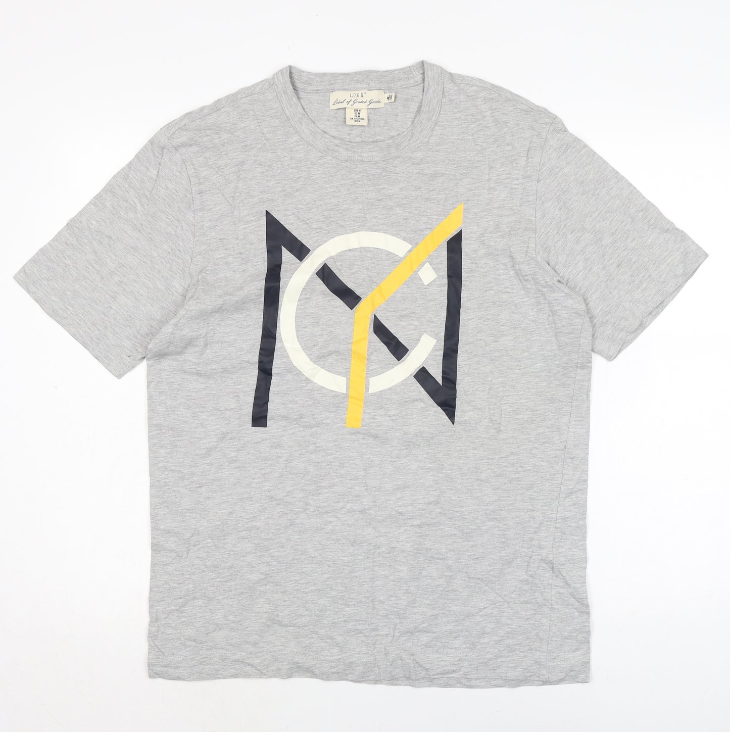 H&M Mens Grey Cotton T-Shirt Size M Crew Neck
