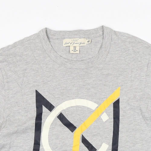 H&M Mens Grey Cotton T-Shirt Size M Crew Neck