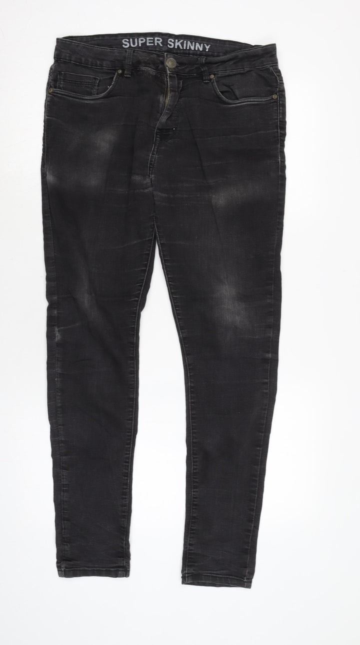 Peacocks Mens Blue Cotton Blend Tapered Jeans Size 30 in L28 in Regular Zip