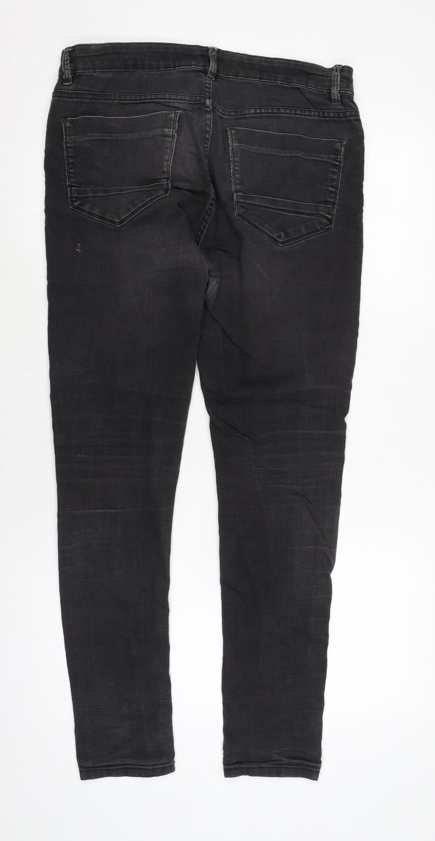 Peacocks Mens Blue Cotton Blend Tapered Jeans Size 30 in L28 in Regular Zip