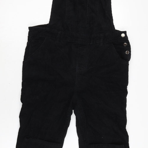 TU Womens Black Cotton Dungaree One-Piece Size 14 L27 in Snap