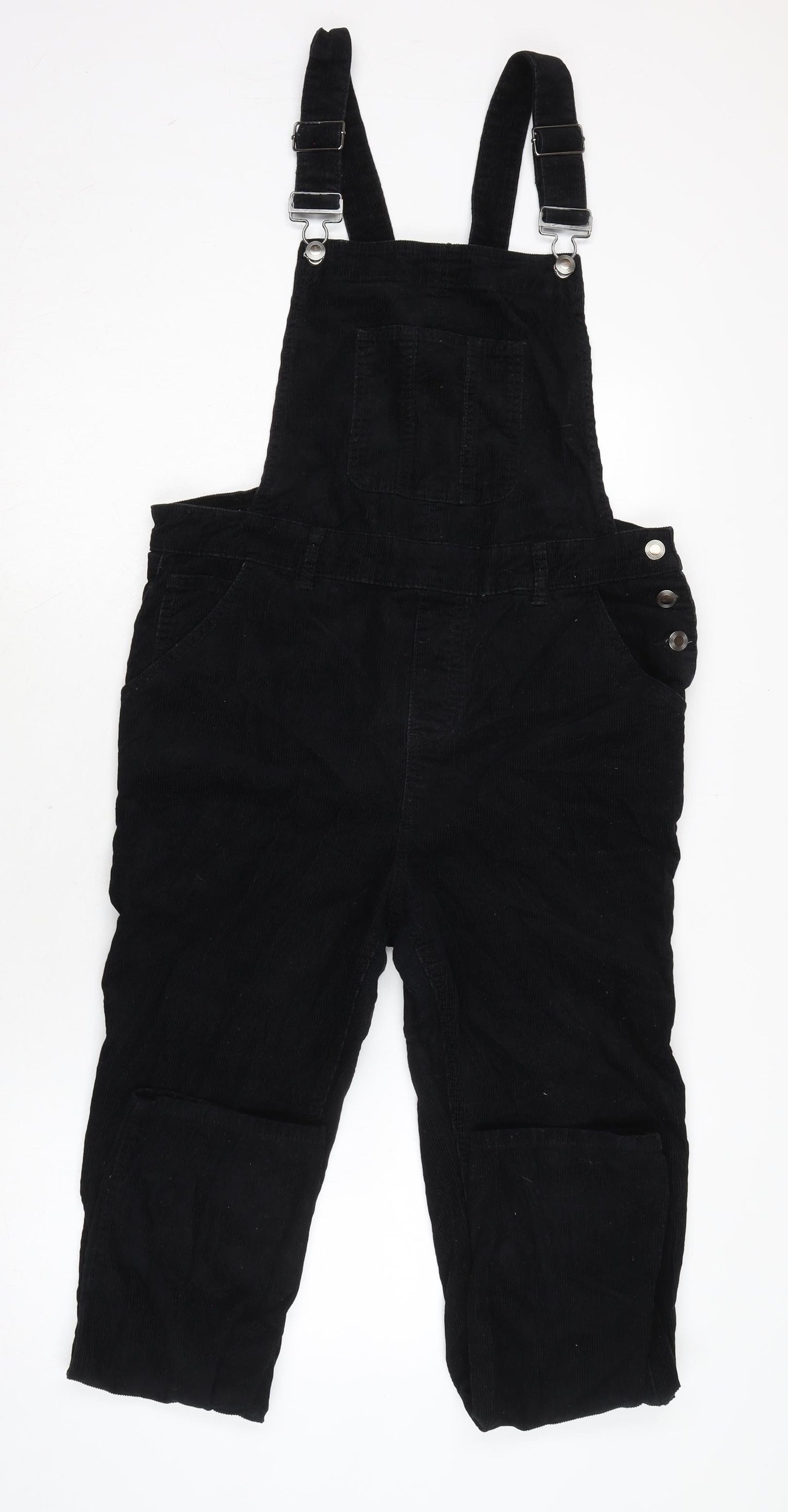 TU Womens Black Cotton Dungaree One-Piece Size 14 L27 in Snap