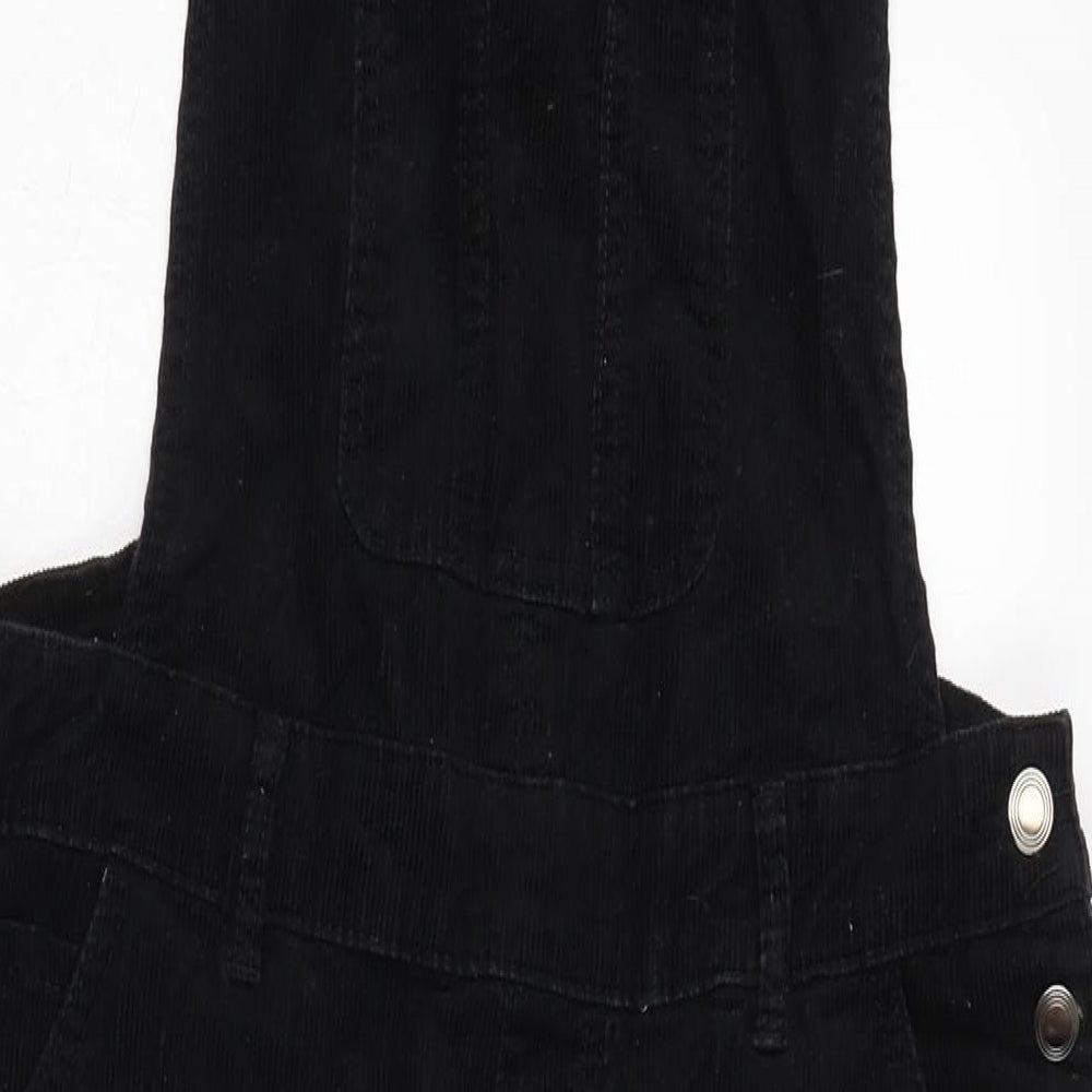TU Womens Black Cotton Dungaree One-Piece Size 14 L27 in Snap