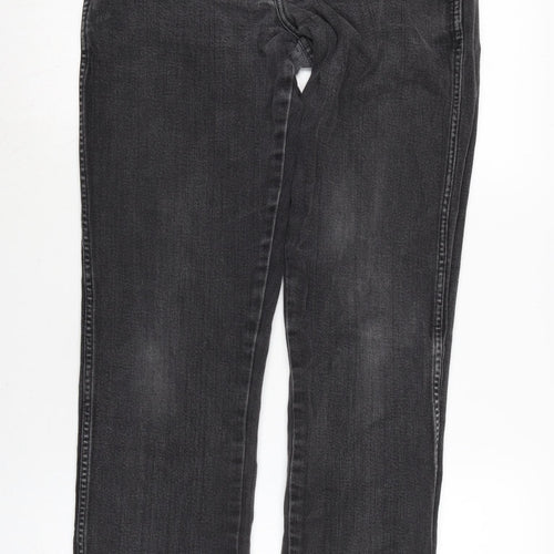 Wrangler Mens Grey Cotton Blend Straight Jeans Size 30 in L30 in Regular Zip