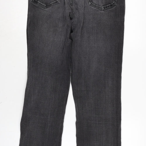 Wrangler Mens Grey Cotton Blend Straight Jeans Size 30 in L30 in Regular Zip