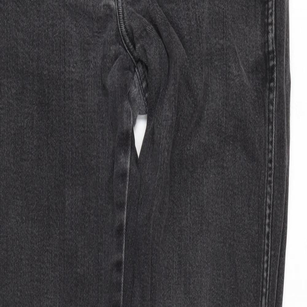Wrangler Mens Grey Cotton Blend Straight Jeans Size 30 in L30 in Regular Zip