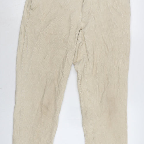 Uniqlo Mens Ivory Cotton Trousers Size 30 in L26 in Regular Zip