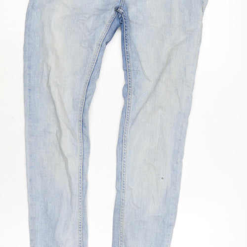 Topman Mens Blue Cotton Blend Skinny Jeans Size 26 in L31 in Regular Zip