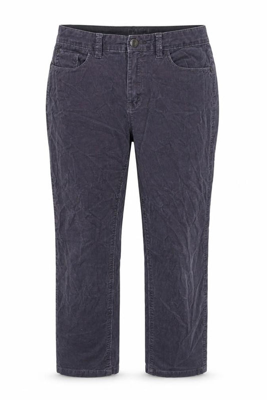 Front view of Dash women’s grey cotton trousers, size UK 12, 23-inch leg regular zip