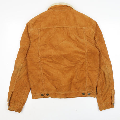 Topman Mens Brown Biker Jacket Size S Button